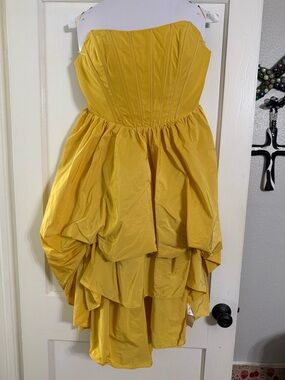 Anthropologie Yellow Corset High-Low Strapless Top